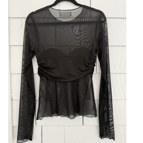 DNA Womens Large Mesh Ruched Bust Top Witchy Whimsigoth Gothic Dark Romantic Y2k - Picture 3 of 5